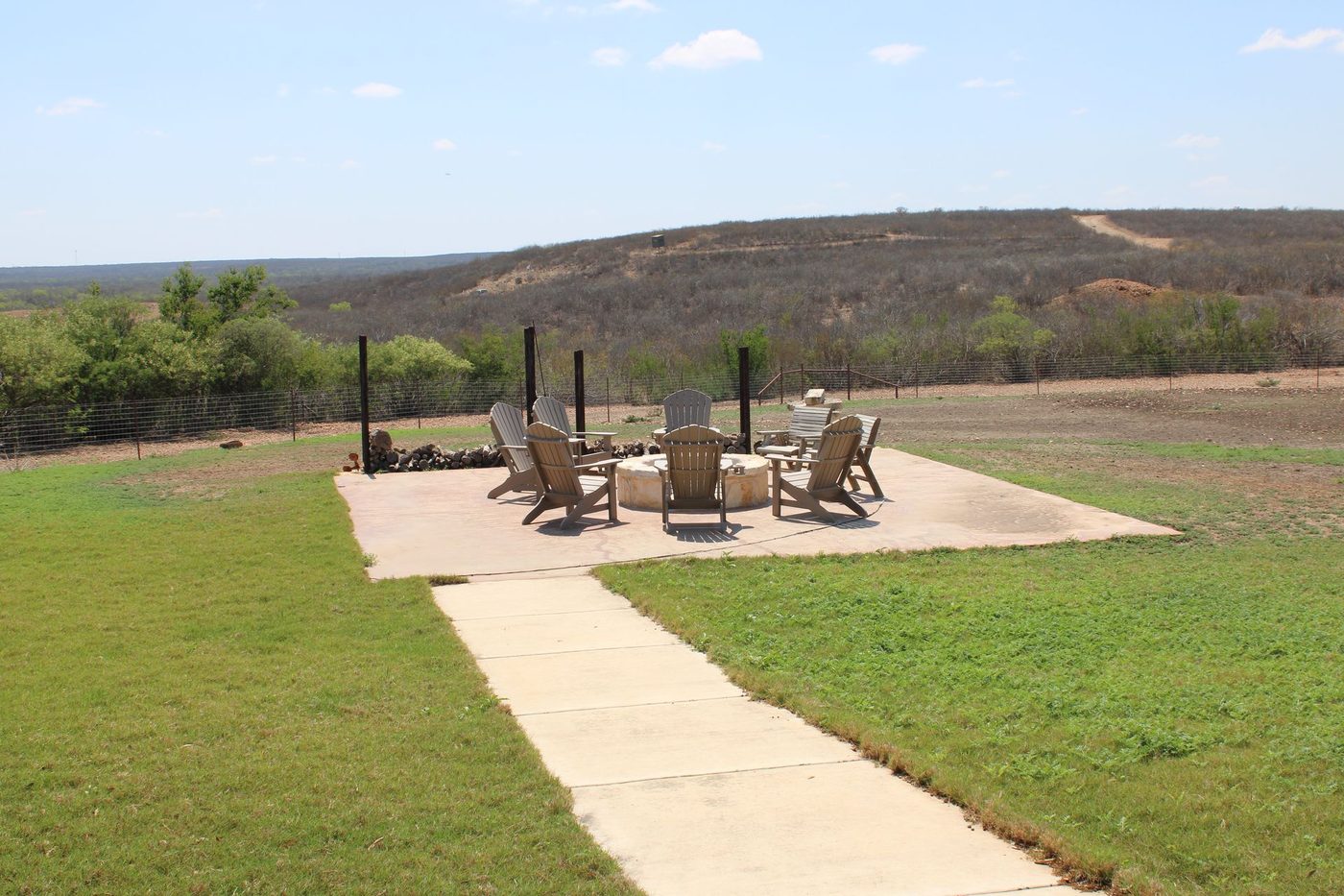 Patio seating overlooking the ranch