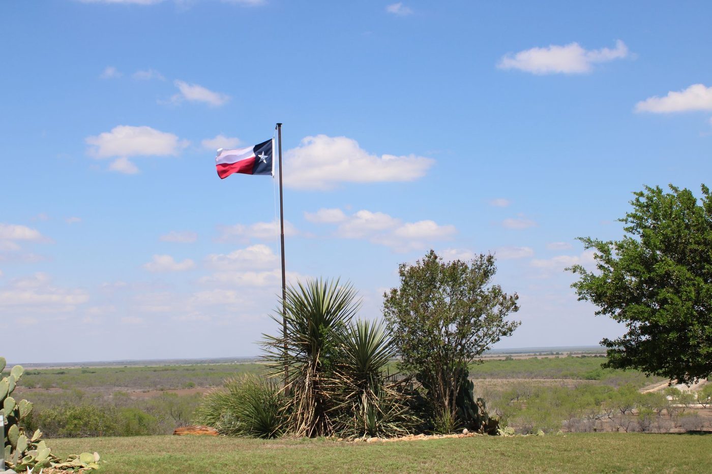 Texas flag over the South Texas ranch